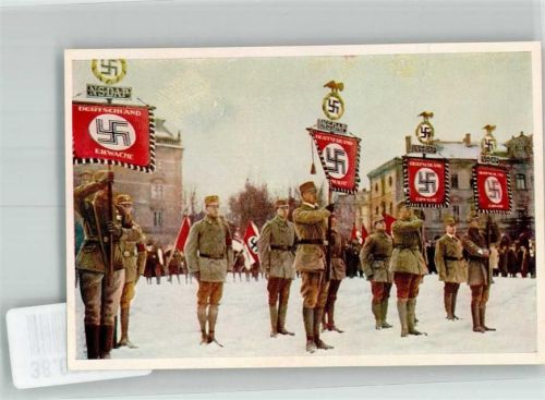 München Sammelbild Die ersten 4 Standarten auf dem Marsfeld 1923 Album Nr. 8 Deutschland erwacht Nr. 19