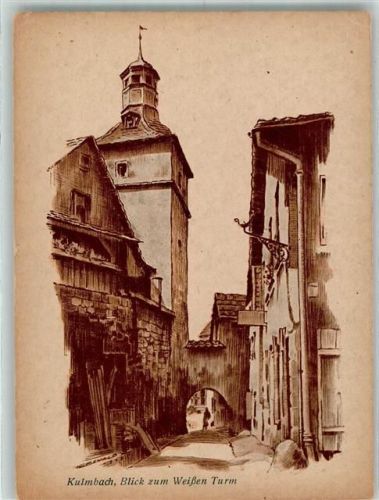 Kulmbach sign. Meerwald, Erich Blick zum Weißen Turm
