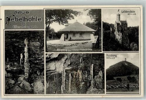 Genkingen 1930 Nebel- Höhle Schloss Lichtenstein Rossbergturm