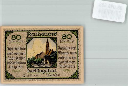 Rathenow Notgeld 80 Pfennig Zietenhusar