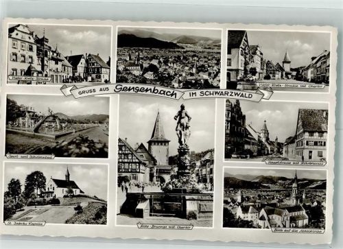 Gengenbach 1960 Denkmal Röhr Brunnen Kirche St. Jakobs-Kapelle Abtei- Kirche Schwimmbad