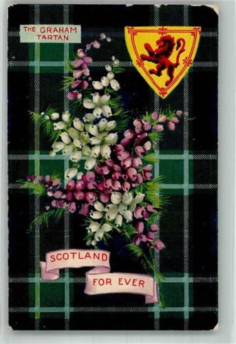 1910 The Graham Tartan Scotland for ever Heidekraut auf kariertem Tuch