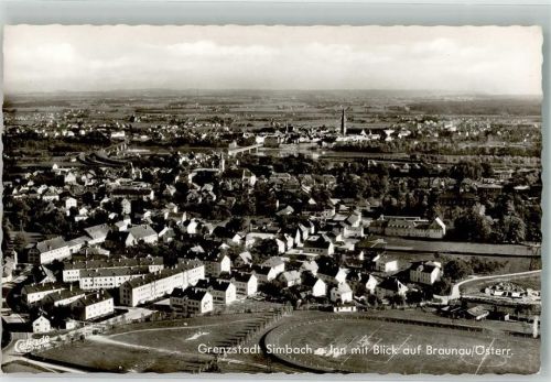 Simbach Fliegeraufnahme Blick auf Braunau Österr. Stadion