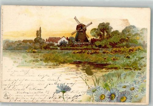 1899 Windmühle in Sommerlandschaft Sonnenschein-Postkarte Serie III Nr. 99115