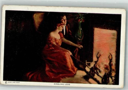 1912 sign. Dewey, Alfred Ein Liebespaar vor dem offenen Kamin