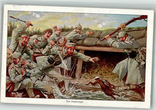 1915 Humor WK I Die Hassenjagd Schützengraben A.R. u. C.i.B. No. 767/1
