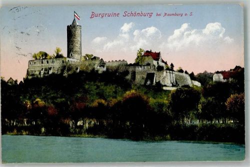 Naumburg 1929 Burg Ruine Schönburg Fahne Schwarz-Weiß-Rot