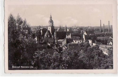 Meerane Meerane mit Blick auf die Stadt. Karte beschrieben. Leichter Stempeldurchdruck, sonst gut erhalten