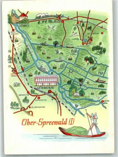 Lübbenau Ober Spreewald Tracht Ruderboot Eisenbahn Windmühle Kaufhaus des Friedens