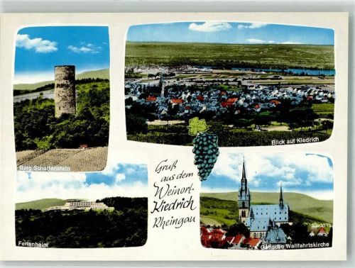 Kiedrich Panorama des Ortes Burg Scharfenstein Ferienheim Gotische Wallfahrtskirche