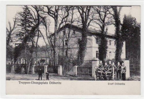 Truppen-übungsplatz Döberitz Dorf Döberitz mit Soldaten und Kanone ungelaufen Gute Erhaltung.