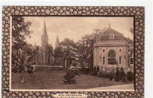 Bad Neuenahr, Rahmenkarte mit Blick auf die Kirche ungelaufen Gute Erhaltung.
