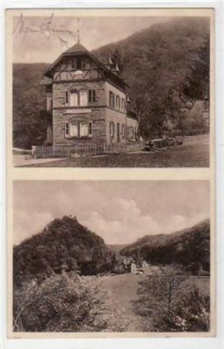 Tal Veldenz bei Bernkastel a.d. Mosel mit Pension und Café " Villa Sonnenschein " gelaufen von 1935. Gute Erhaltung.