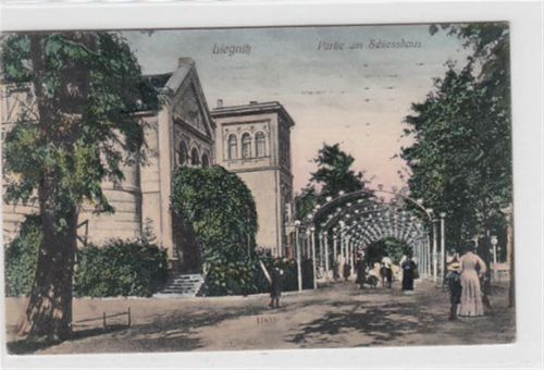 Liegnitz Liegnitz / Legnica. Partie am Schiesshaus gelaufen 1910. Leichter Stempeldurchdruck, sonst gut erhalten