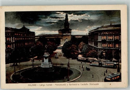 Milano Denkmal Garibaldi Schloss Sforzesco Largo Cairoli Straßenbahn