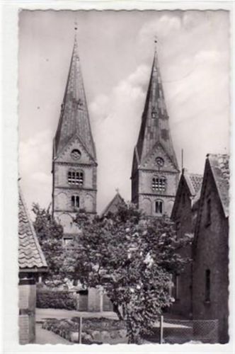 Bücken, Krs. Grafschaft Hoya / Weser mit Kirche gelaufen, 1961 kleiner Knick unten rechts, leichter Stempeldurchdruck, sonst gut erhalten