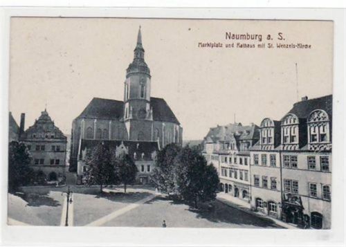 Naumburg Naumburg a.S. mit Marktplatz, Rathaus und St. Wenzels-Kirche gelaufen von 1926. Gute Erhaltung.