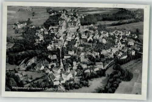 Weißenberg 1942 Fliegeraufnahme des Ortes mit Ev. Kirche