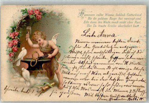 1899 Amor Tauben Spruch