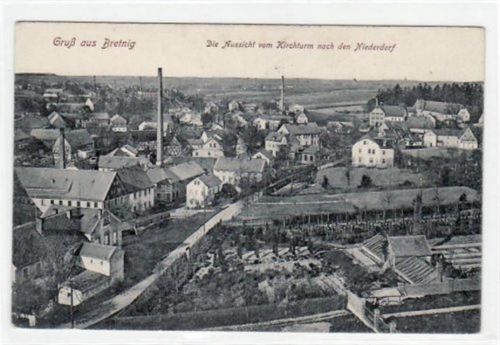 Bretnig Bretnig mit Niederdorf vom Kirchturm aus gesehen ungelaufen Gute Erhaltung.