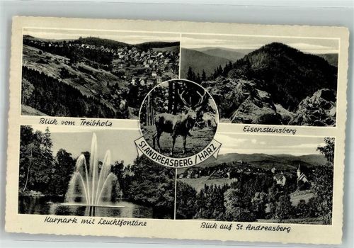 St. Andreasberg Sprungschanze Blick v. Treibholz Eisensteinberg Kurpark m. Leuchtfonaine