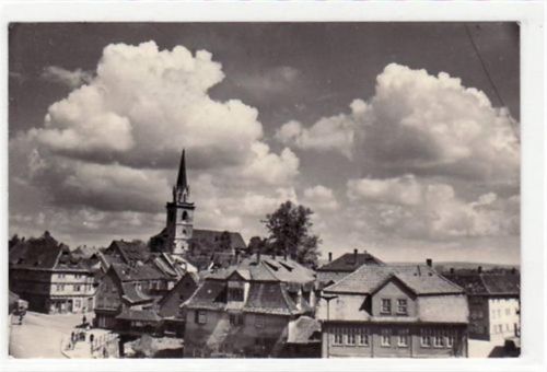 Fotokarte von Bad Langensalza. Teilansicht Kirche gelaufen Eckbug unten links, sonst gut erhalten.