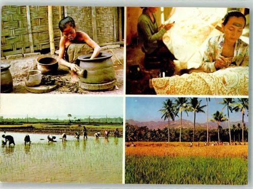 Jakarta 1987 Tracht Keramik Reisfelder