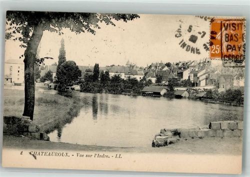 Chateauroux 1929 Vue sur l´Indre Briefmarke Bildseite