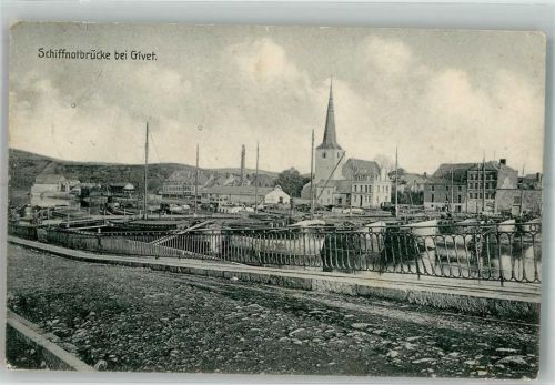 Givet 1914 Schiffnotbrücke Feldpost WK I VI.Armeekorps