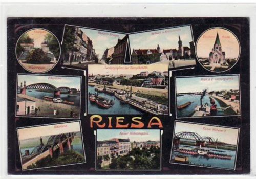 Riesa Riesa mit 10 Abbildungen gelaufen, Marke entfernt. leichte Eckabschürfungen und Rändern, kleiner Knick am Rand unten und rechts, Rückseite leicht stockfleckig, sonst gut erhalten.