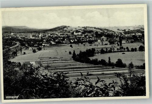 Mühlacker 1935 Panorama der Stadt mit Herz-Jesu-Kirche
