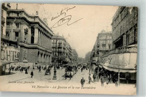 Marseille 1905 Geschäft Straßenbahn La Bourse Rue Cannebiere