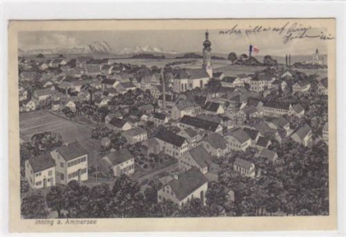 Inning am Ammersee. Verlag Jos. Kaltenbach, München gelaufen am 07. September 1909 Eckbug oben rechts sonst gut erhalten