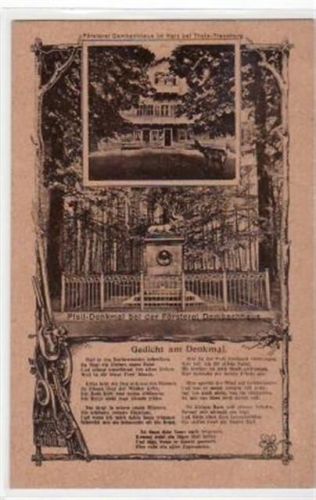 Försterei Dambachhaus i. H. mit Pfeil - Denkmal und Gedicht ungelaufen Gute Erhaltung.