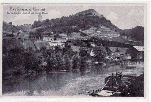 Freyburg mit Partie an der Unstrut und Jahns Haus ungelaufen kleiner Knick rechts oben und rechts in der Mitte, sonst gut erhalten.