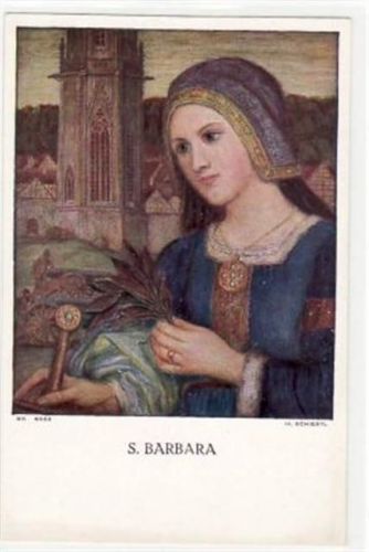 Künstlerkarte von M. Schiestl - Motiv. S. Barbara ungelaufen Top Erhaltung. Schiestl