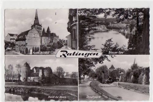Ratingen mit 4 Abbildungen gelaufen, mit Marke und Stempel von 1961. Gute Erhaltung.