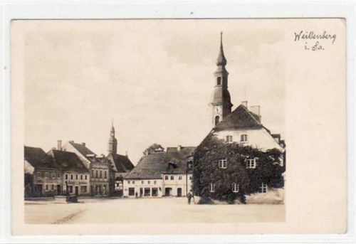 Weißenberg mit Blick auf den Markt. Karte beschrieben. Gute Erhaltung.