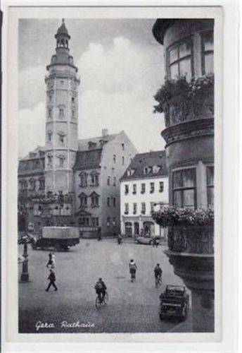 Gera Gera mit Rathaus gelaufen von 1944 kleiner Knick oben rechts, sonst gut erhalten.