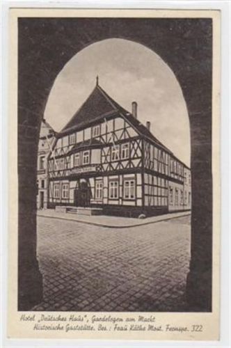 Gardelegen mit Hotel Deutsches Haus am Markt. Besitzer Käthe Most gelaufen 1939. Sehr gute Erhaltung.