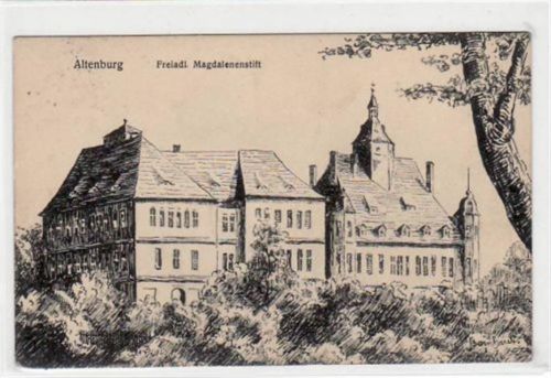 Altenburg, Federzeichnung mit Freiadl. Magdalenenstift gelaufen von 1944. Leicht abgerundete Ecke n, sonst gut erhalten.