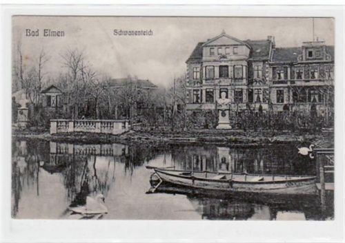 Bad Elmen mit Schwanenteich gelaufen von 1908. Gute Erhaltung.
