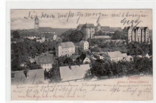 Nossen Nossen mit Schloss und Kirche gelaufen von 1902 kleiner Knick oben links, sonst gut erhalten.