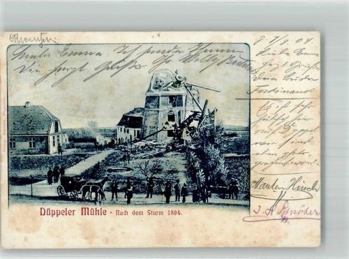 Düppel 1904 Windmühle 1864 nach dem Sturm