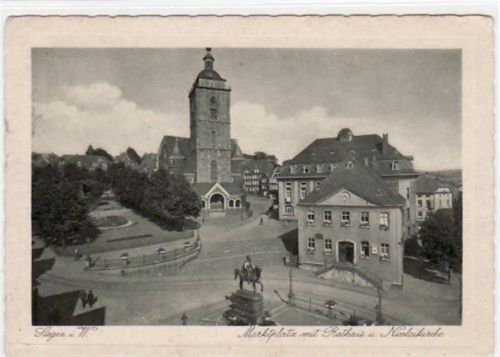 Siegen Siegen mit Marktplatz, Rathaus und Nicolaikirche ungelaufen kleiner Knick oben rechts, kleiner Knick oben und unten links, sonst gut erhalten