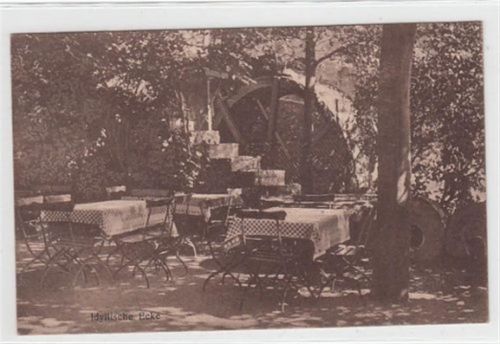Zell bei Bensheim. idyllische Ecke vom Gasthaus u. Café zur Mühle gelaufen, 1925. Gute Erhaltung.