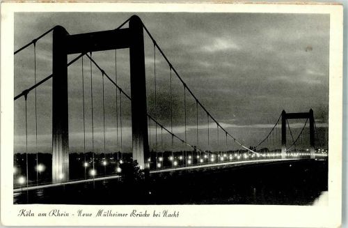 Köln Mülheim 901 Neue Mülheimer Rheinbrücke bei Nacht
