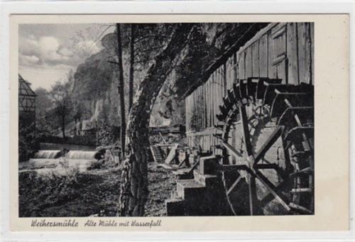 Weihermühle. Alte Mühle mit Wasserfall ungelaufen Leichte Abschürfung Rückseite, sonst gut erhalten