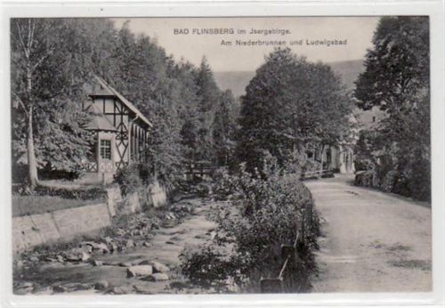 Bad Flinsberg Bad Flinsberg / Swieradów-Zdrój, Kreis Löwenberg / Lwówek Slaski mit Partie am Niederbrunnen und Ludwigsbad ungelaufen Top Erhaltung.