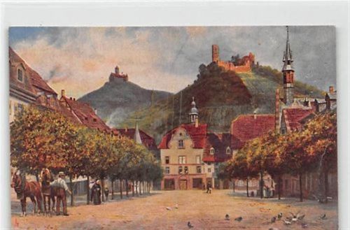 Weinheim. ein Blick auf den Marktplatz ungelaufen Ecken mit Albumabdrücken, sonst gut erhalten